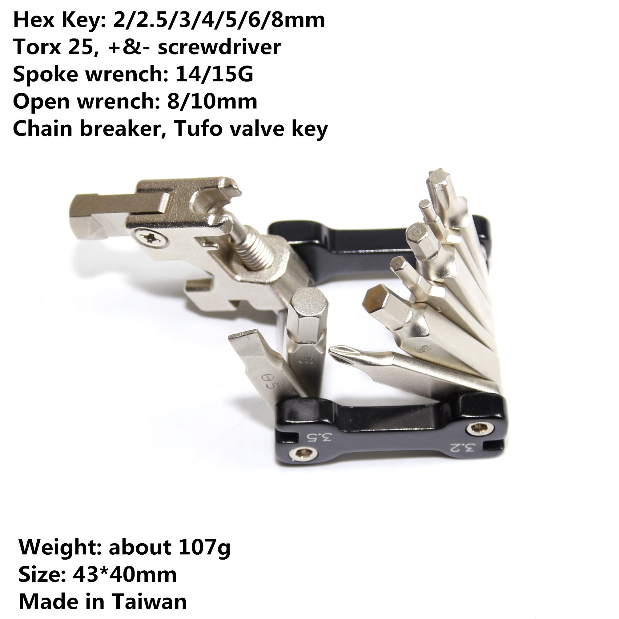 Fiets vouwgereedschap bandenreparatieset multitool fietssleutel schroevendraaier kettingsnijder fietsaccessoires