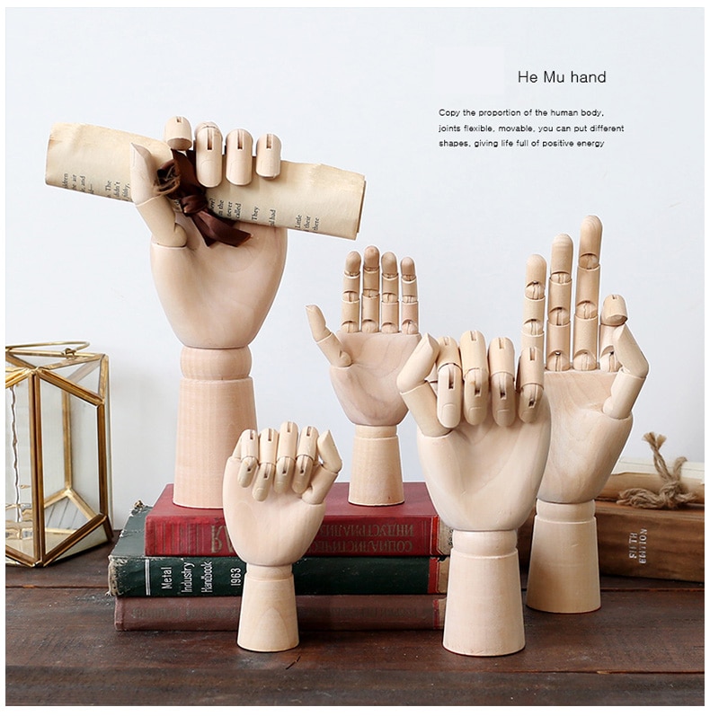 Wooden Hand Model Adjustable Mannequin Decoration Home Store Shop Window Art Drawing Artist Left Right Kid Male Female