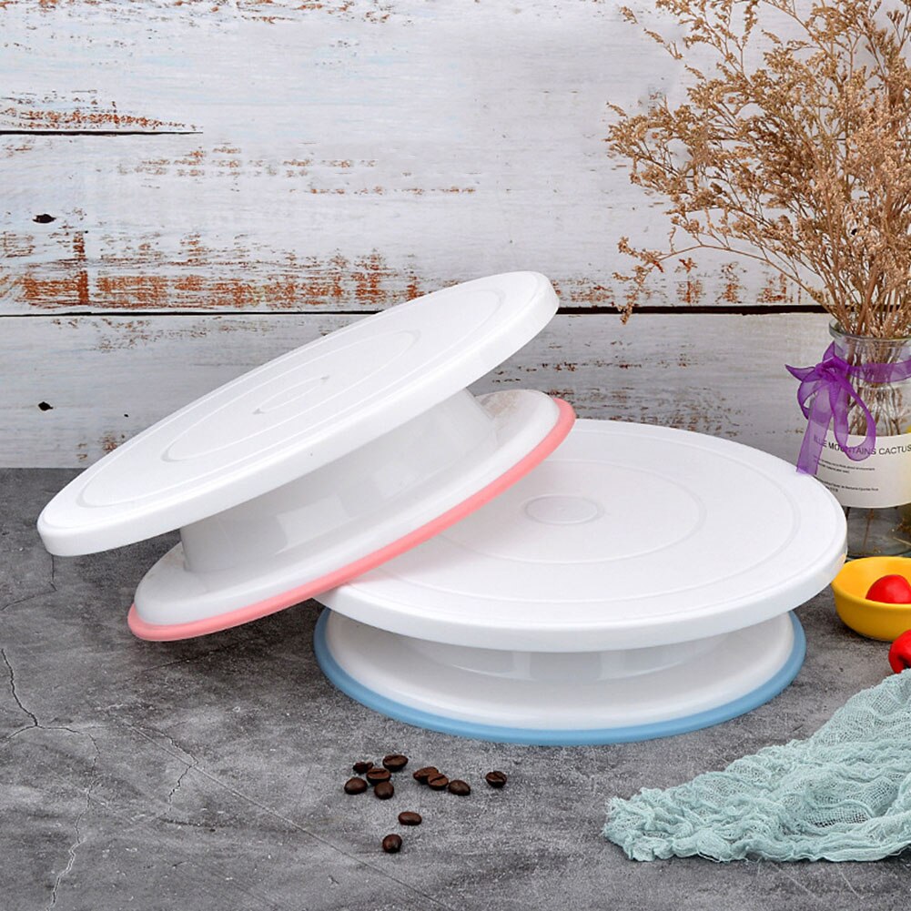 DIY Cake Turntable Baking Dishes Pastry Baking Tray Anti Slip Round Cake Stand Rotary Table Pan Cake Plate Rotating Turntable