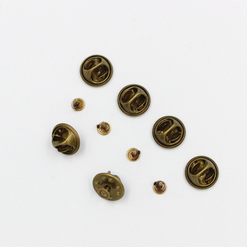 100 stücke Gold Rhodium Farbe Kupfer Nagel Krawatte Tack Revers Pin Zurück Kupplung Streuen Schmetterling Verschluss Squeeze Abzeichen Halter DIY schmuck: Antique Bronze Set