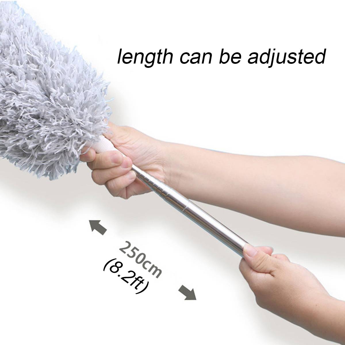 250cm Telescopic Pole Washable Extendable Duster Static Stainless Steel Bendable Brush Lengthen Roof Cleaning Long Handle