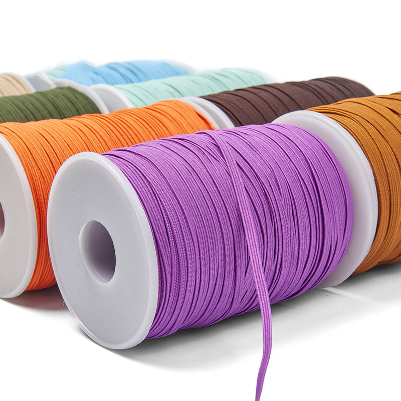 Banda de goma colorida de 3mm y 6mm, cinta elástica de costura, banda elástica de LICRA, tela de costura, accesorios de ropa DIY de 10 años