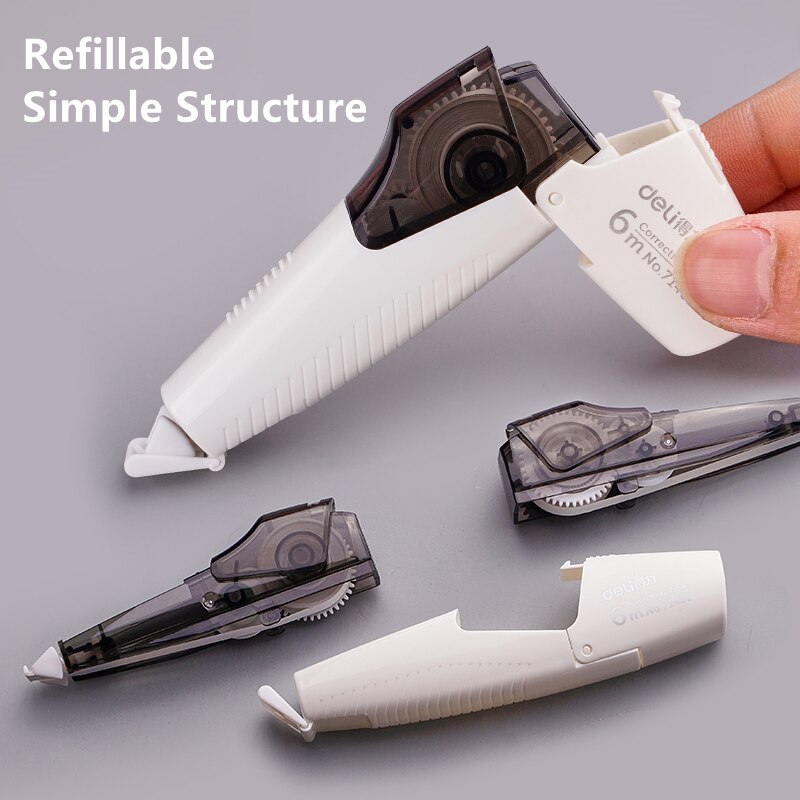 Deli Refillable Correction Tape Set 5mmx6m White Out Corrector for School Correction Supplies Stationery