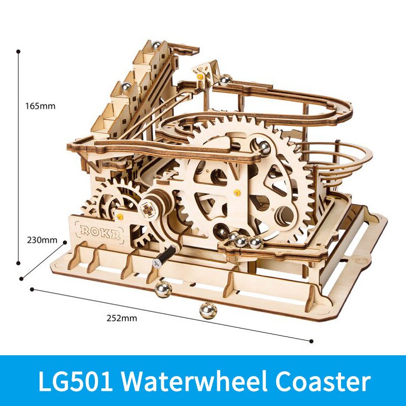 Robotime ROKR Marble Night City 3D Wooden Puzzle Games Assembly Waterwheel Model Toys for Children Kids Birthday: Waterwheel Coaster