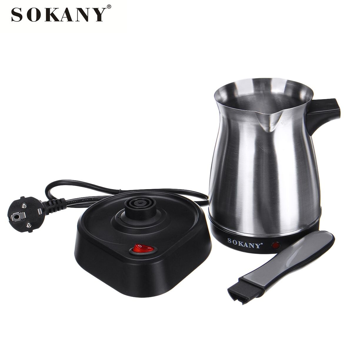 Sokany SK-214 500Ml Roestvrij Staal Koffie Machine Griekse Turkse Koffiezetapparaat Draagbare Waterdichte Elektrische Gekookt Pot Thuis