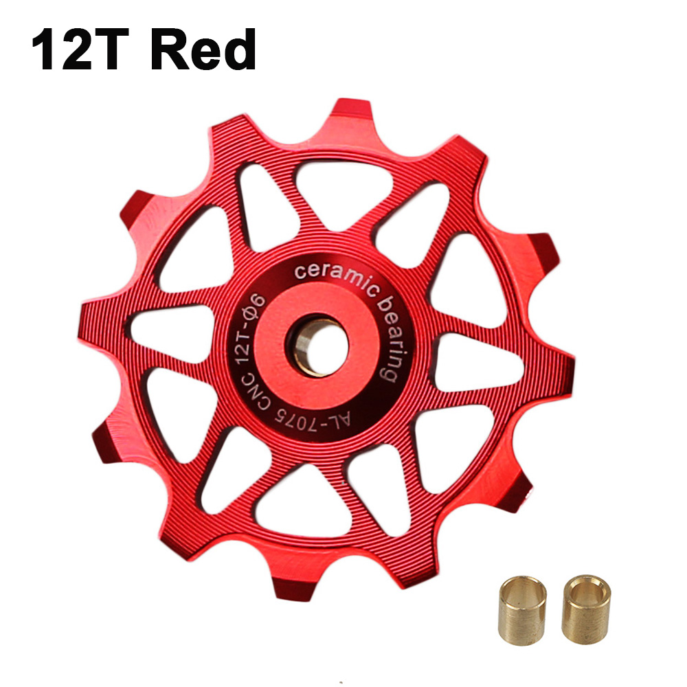 Rueda Jockey de bicicleta 12T 14T, desviador trasero, polea de cerámica, rodillo guía de bicicleta de carretera para Shimano Sram GX XX1 X01 Eagle NX 12 velocidades: YELLOW