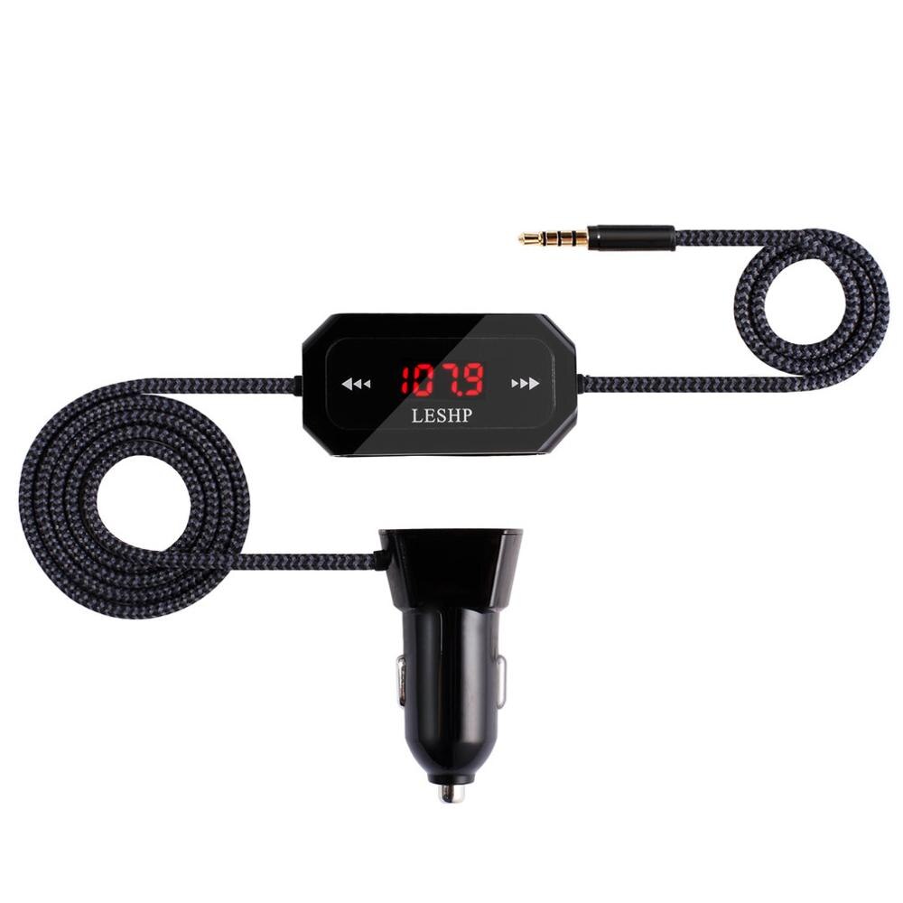 Leshp Draadloze Fm-zender Radio Auto Kit Voor Smart Telefoons Bundel Met 3.5Mm Audio Plug En Autolader