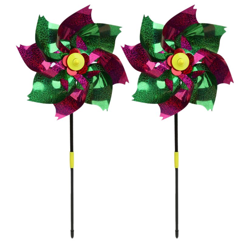 2 Stuks Wind Spinner Glitter Glow Windmolen Kleurrijke Tuin Decoratie Party Kids Kinderen Speelgoed Windmolen Decoratie Outdoor Games
