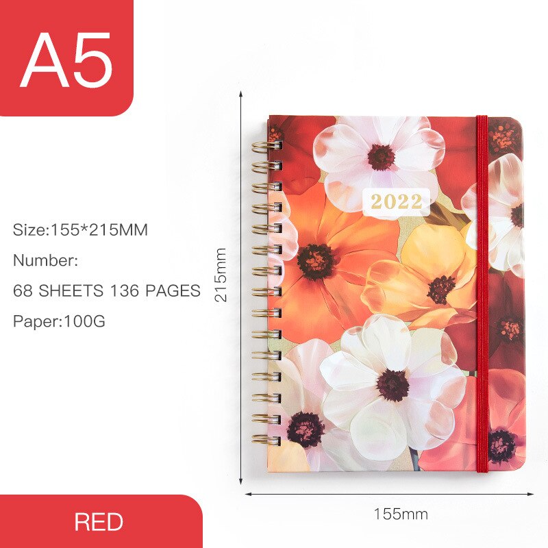 2022 A5 Planner/Calendar Notebook Diary Weekly Agenda Goal Habit Schedules Organizer Stationery For School Office Supplies: modle-3