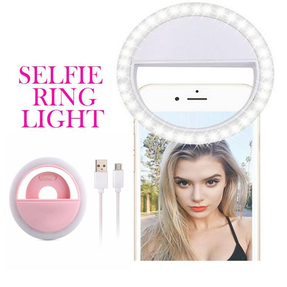 Led Selfie Ring Light Portable Rechargeable Fill-in Flash Led Light 3 Light Settings 36 Led Beads For Video Makeup Photography: pink 