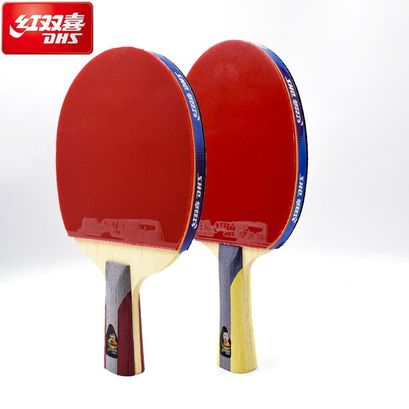 Conjunto de raqueta de tenis de mesa DHS 5 estrellas juego Ping Pong mango largo mango corto con funda + 2 bolas