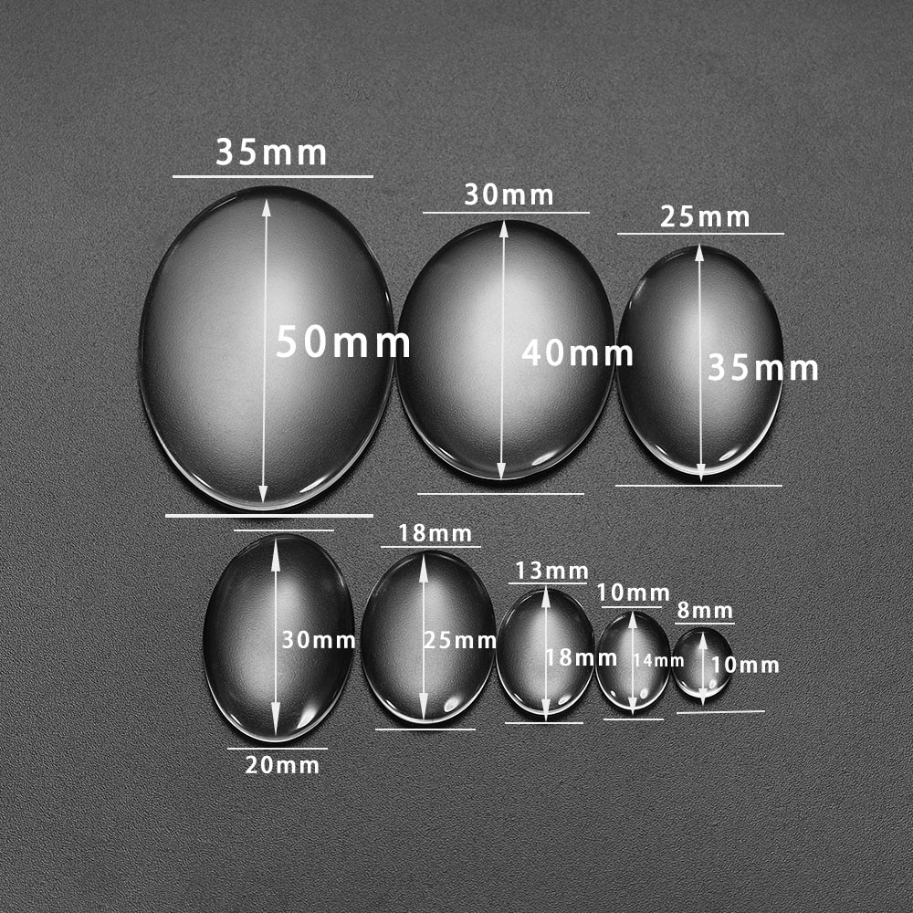 Cabochon en verre Transparent ovale, long 10-50mm, couvercle de dôme, pendentif, anneau, fournitures de fabrication de bijoux, bricolage, 5 à 50 pièces/lot