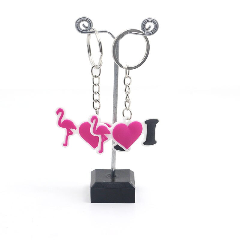 6 stk pink flamingo gummi nøgleringe hawaii fest favoriserer fødselsdagsfest dekorationer børn voksen baby shower bryllup dekorationer