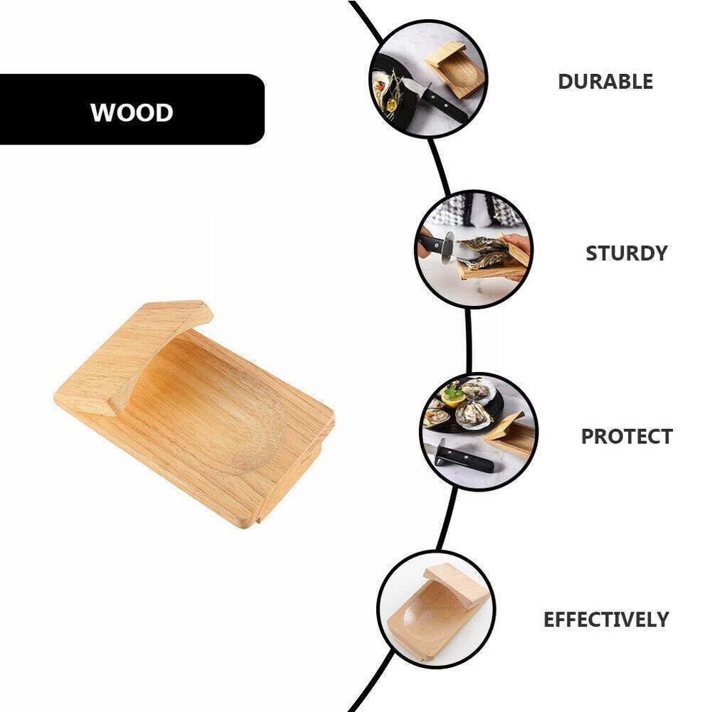 Pince à huîtres en bois, 1 pièce, support à huîtres, ouvre-outil, plateau en bois pour gadgets de cuisine, fournitures Q6d7