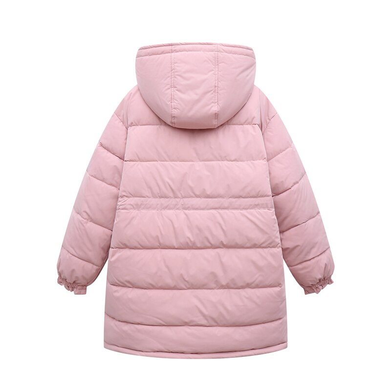 Lang hætte parka oversize frakke vinterjakke kvinder afslappet solid tyk varm parka kvindelig kontor dame