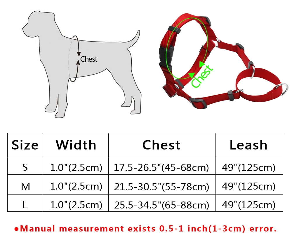 Pet No-Pull Nylon Dog Harness With Leash Training Harness Stop Pulling On Lead Small Medium Large
