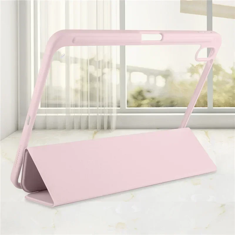 Tablet Case for iPad 11 Case Trifold Pencil Holder Acrylic Back Flip Stand Cover for Funda iPad 11 11th Generaion A16 Case