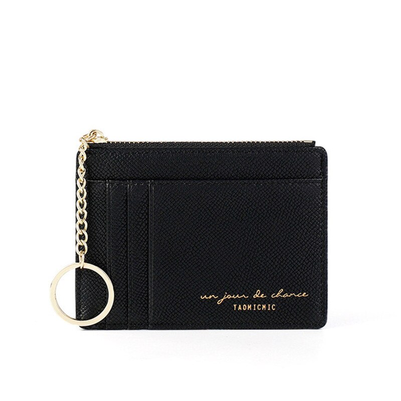 Brand Soft Leather Mini Women Card Holder Cute Credit ID Card Holders Zipper Slim Wallet Case Change Coin Purse Keychain: A