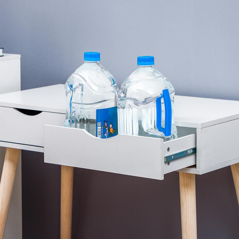 90*45*77CM White Simple Desk Double Drawer Desk Desk Dining Table Computer Desk Wooden Table Play Games Learn For Student HWC