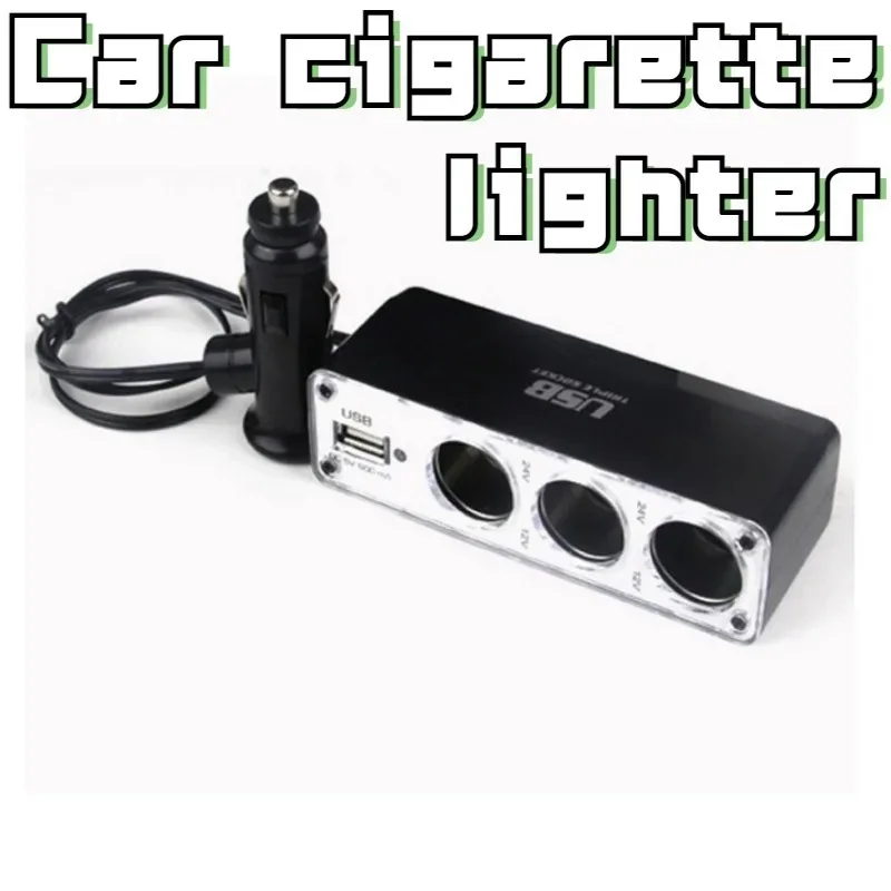 Auto-Feuerzeug-Adapter, Ladegerät, Adapter, dreifacher Splitter, Feuerzeug-Ausgang, 12 V, ABS, Schwarz, Zigarren-Auto-Adapter, Feuerzeug, mehrere Steckdosen, USB-Anschluss