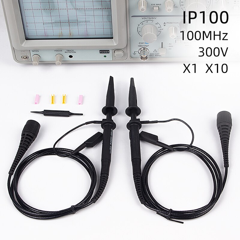 Kit de sonda de osciloscopio portátil, accesorios de osciloscopio Sonde, IP-100, 100MHZ, X10, X1, 2 uds.: 2pcs IP100