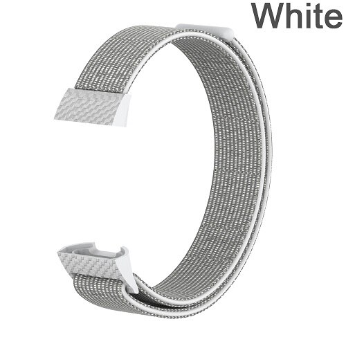 Erstatningsstrop armbånd til fitbit charge 3 strækbart nylonfiberbånd magic tape loop fitness tracker: Hvid