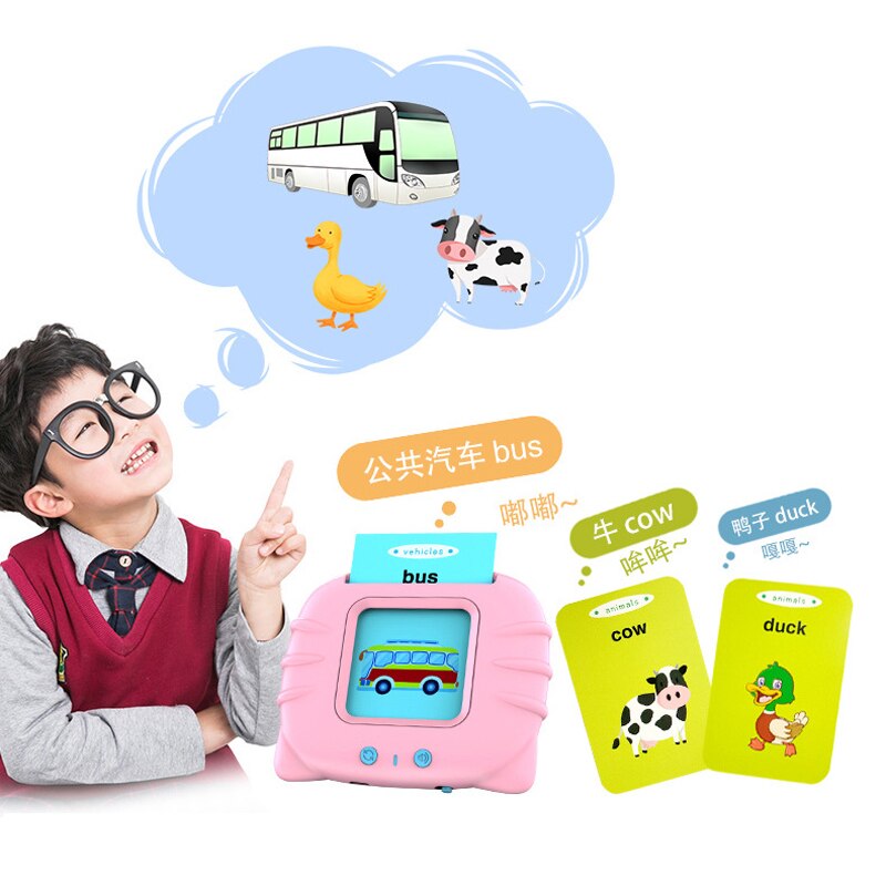Portable Chinese-English Bilingual Learning Baby Early Education Machine with Sound 112pcs Cognitive Cards Educational Toys