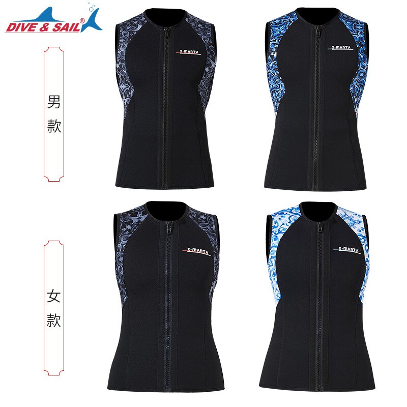 Wetsuits Vest Top 3mm Thermal Neoprene Wetsuit Sleeveless Jacket Zipper Front Diving Surfing Kayaking Canoeing for Men Women