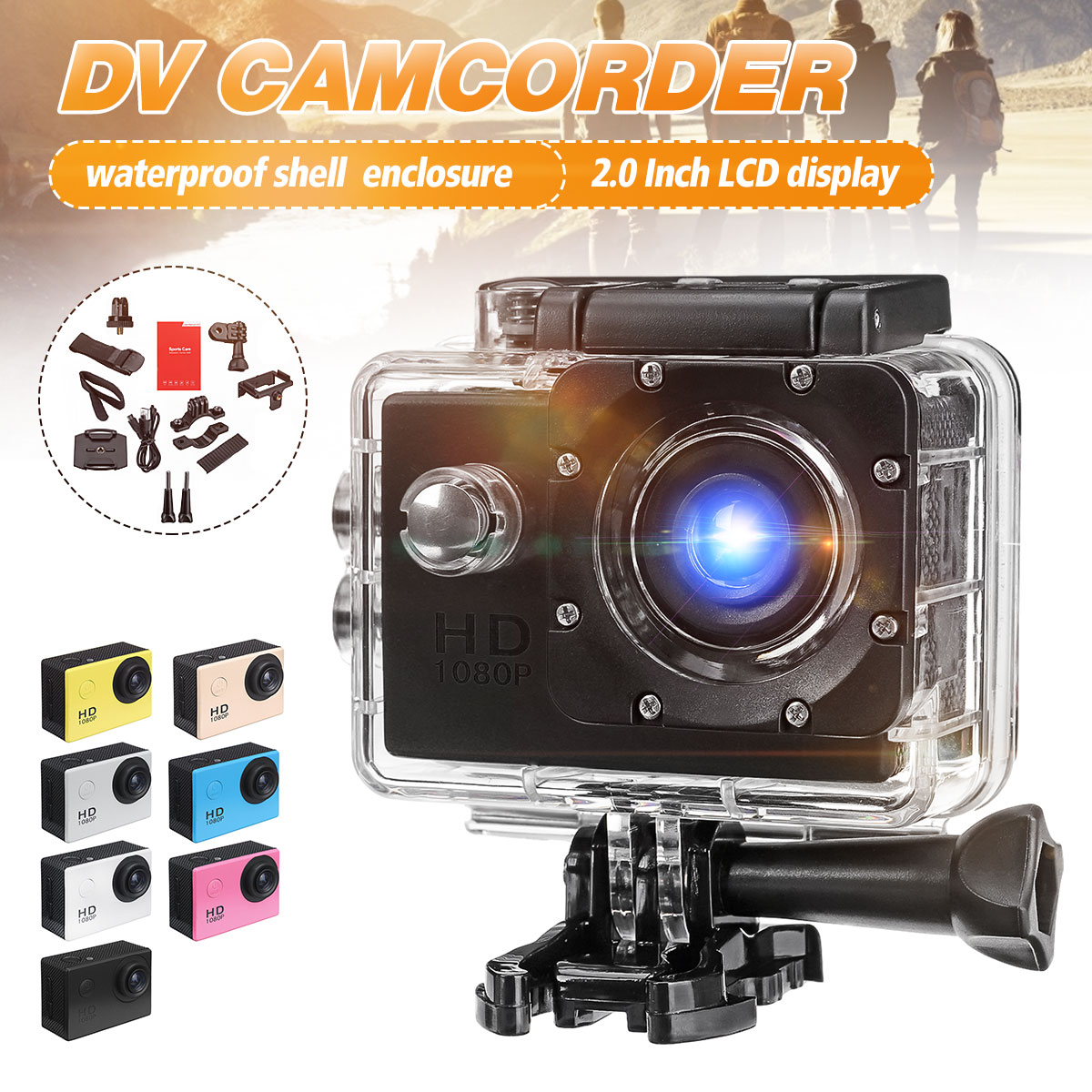 1080P 4K 2.0 ''Kamera Wasserdicht Recorder LCD Bildschirm MJPEG(AVI) video Format Outdoor Skifahren Fahren Sport DV Camcorder