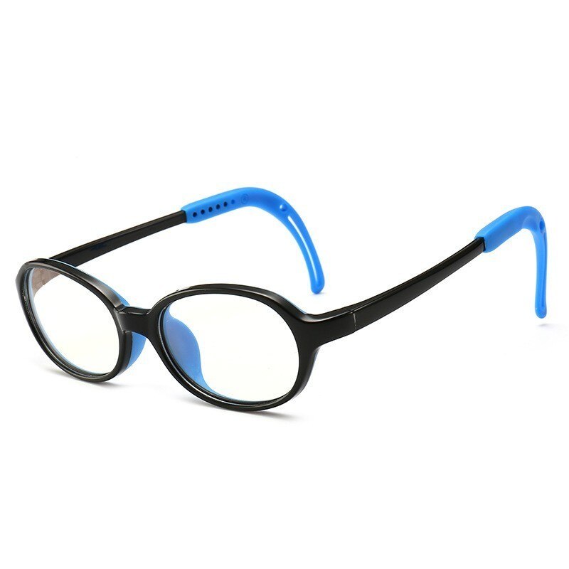 Brightzone anti blåt lys gennemsigtig computer runde optiske briller nærsynethed piger brille drenge stel børn briller: Drak blå