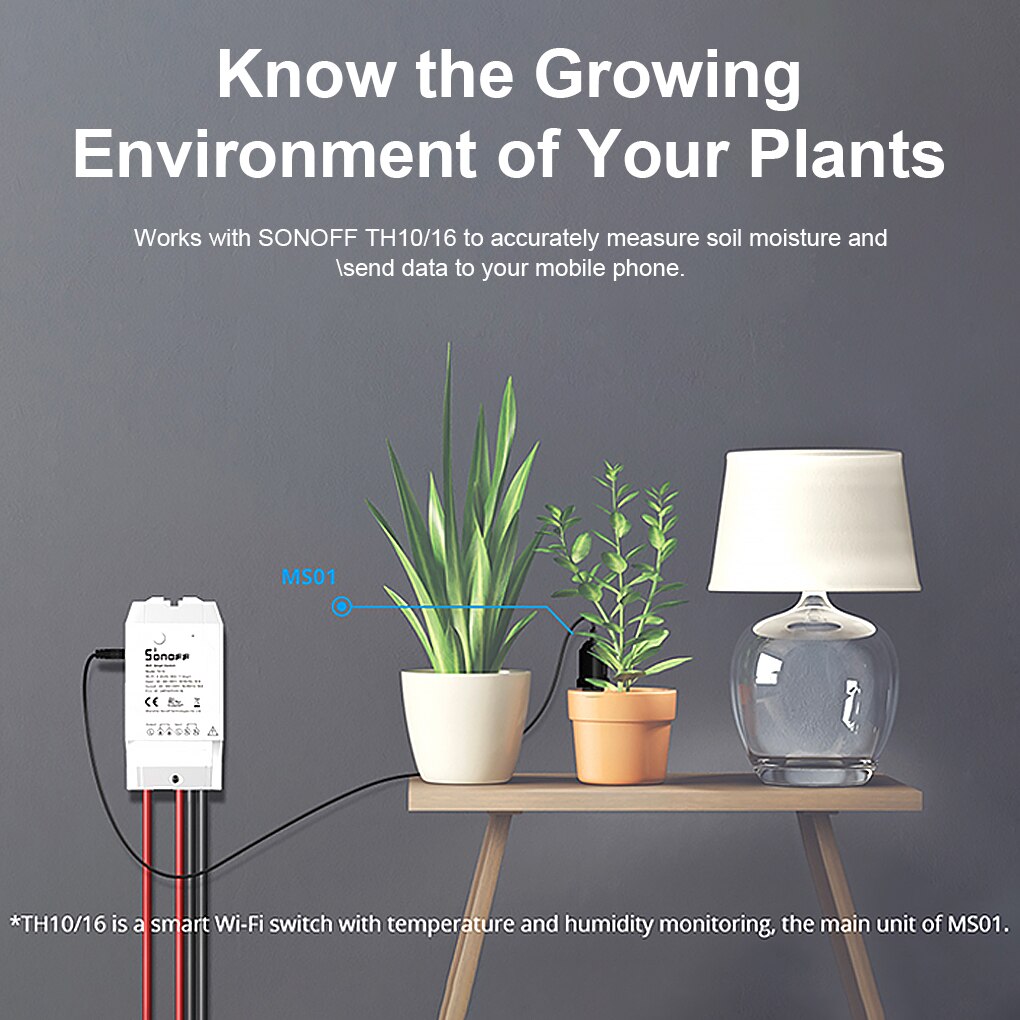SONOFF MS01 Smart Flora Soil Monitor Garden Care Plant Grass Soil Water Moisture Tester Sensor DIY Flower Gardening Detector