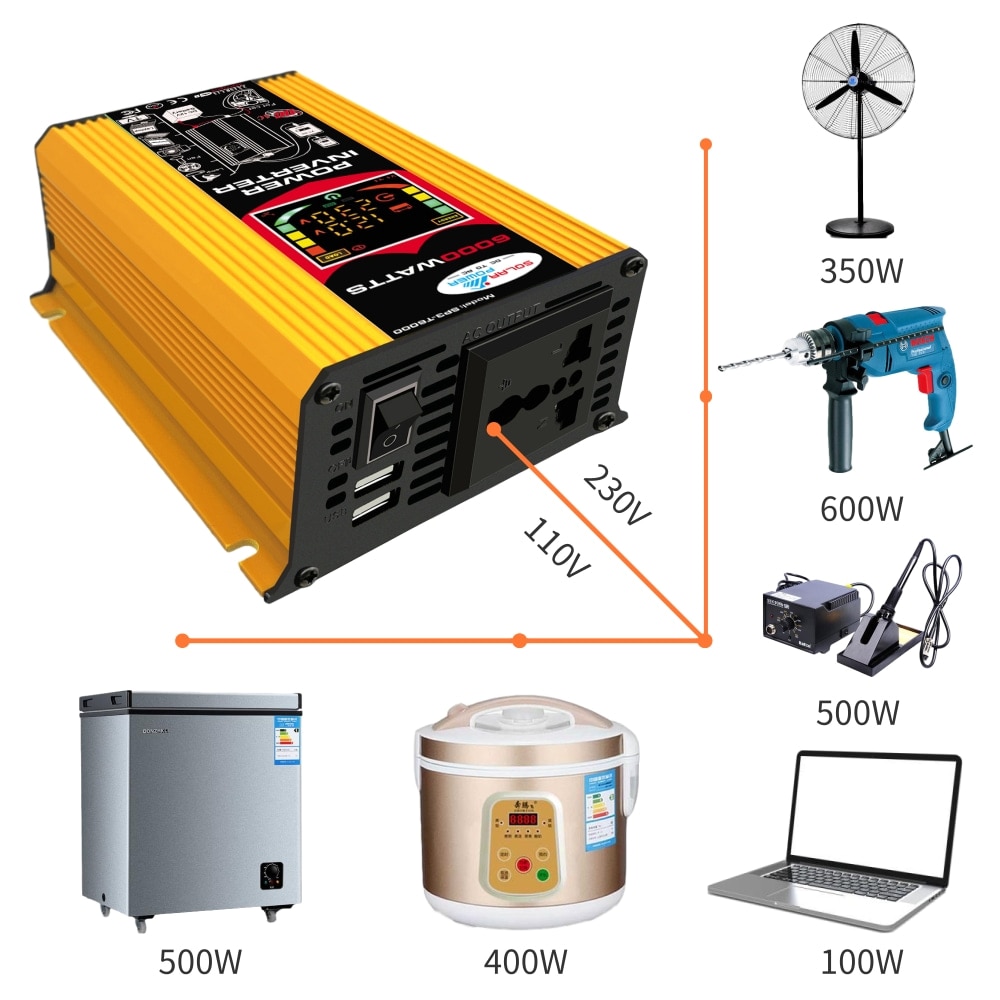 EFoison 6000 Watts Converter DC12V to AC110V/230V Car Power Inverter for Home Eletronics Outside Power Use