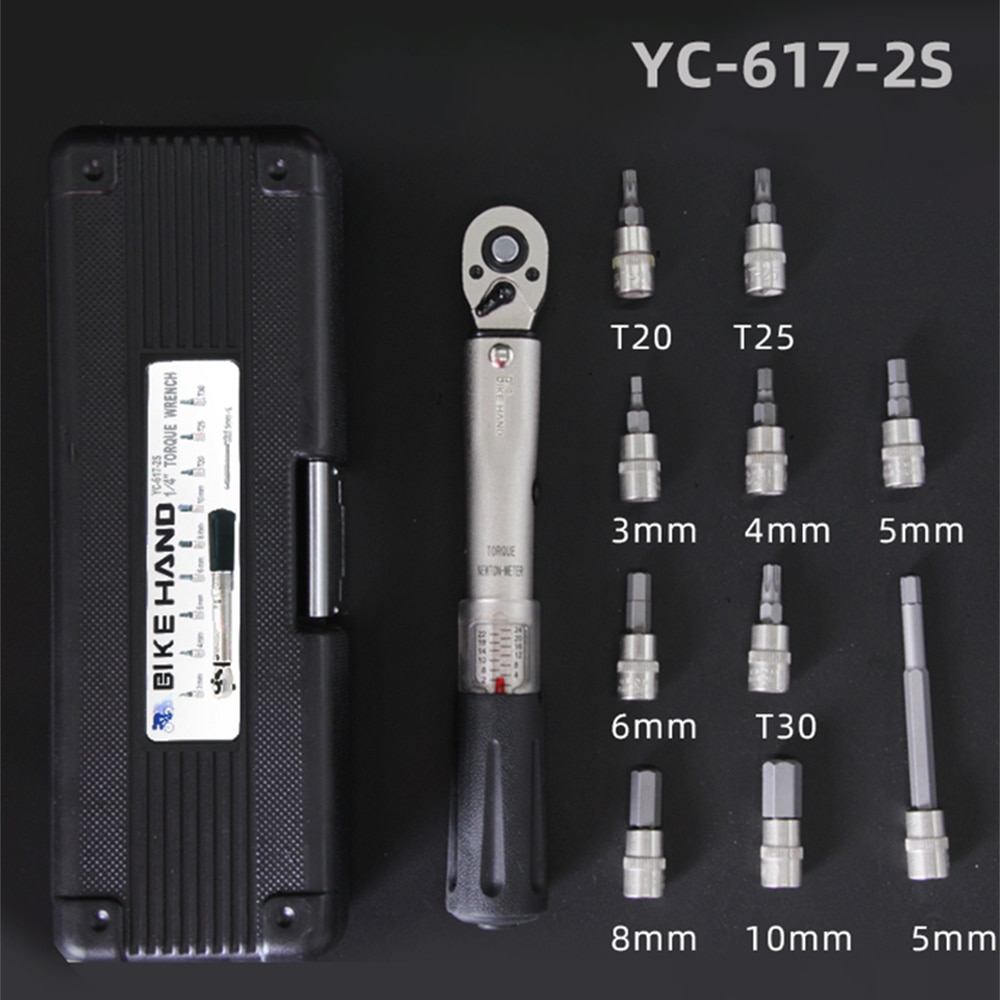 BIKEHAND Taiwan YC-617-2S Bicycle Bike Torque Wrench Allen Key Tool Socket Spanner Set Kit Cycling Repair Tool Kits