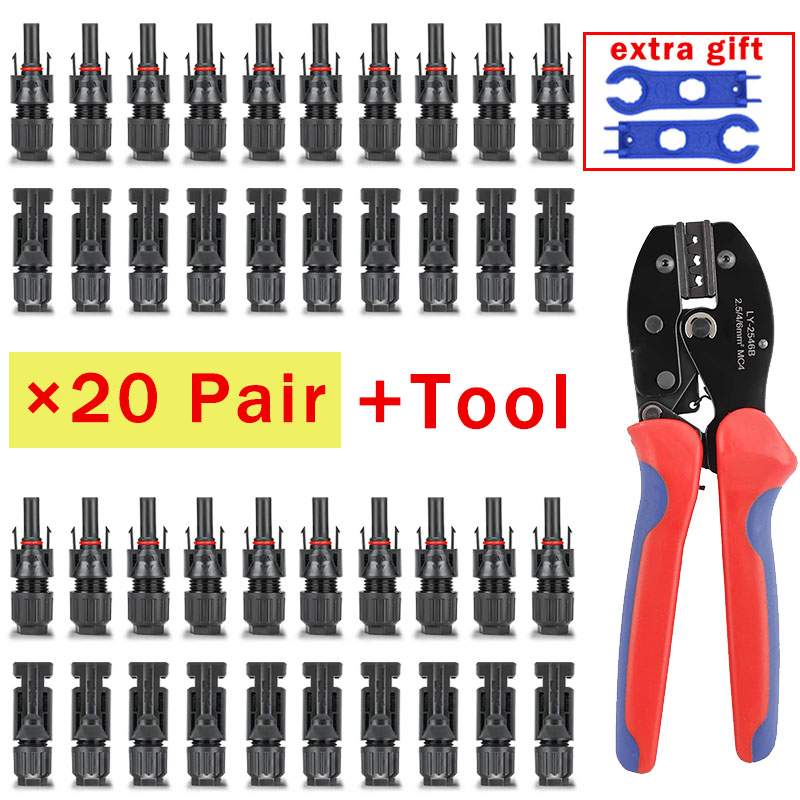 400/200/100/20 piezas conector Solar fotovoltaico 1000V 30A Kit de conectores para Panel Solar Cable PV/MC 2,5/4/6 mm2: Rojo