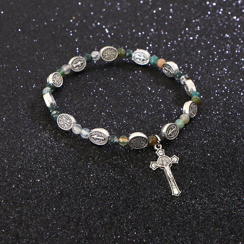 Komi nueva Metal Rosario Católico cuentas Cruz colgante pulsera para mujeres joyería brazaletes religiosos