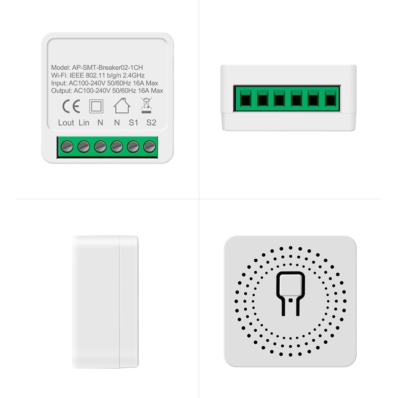 16A Mini Wifi inteligente DIY interruptor Módulo de automatización de domótica trabaja con Alexa Google vida inteligente App