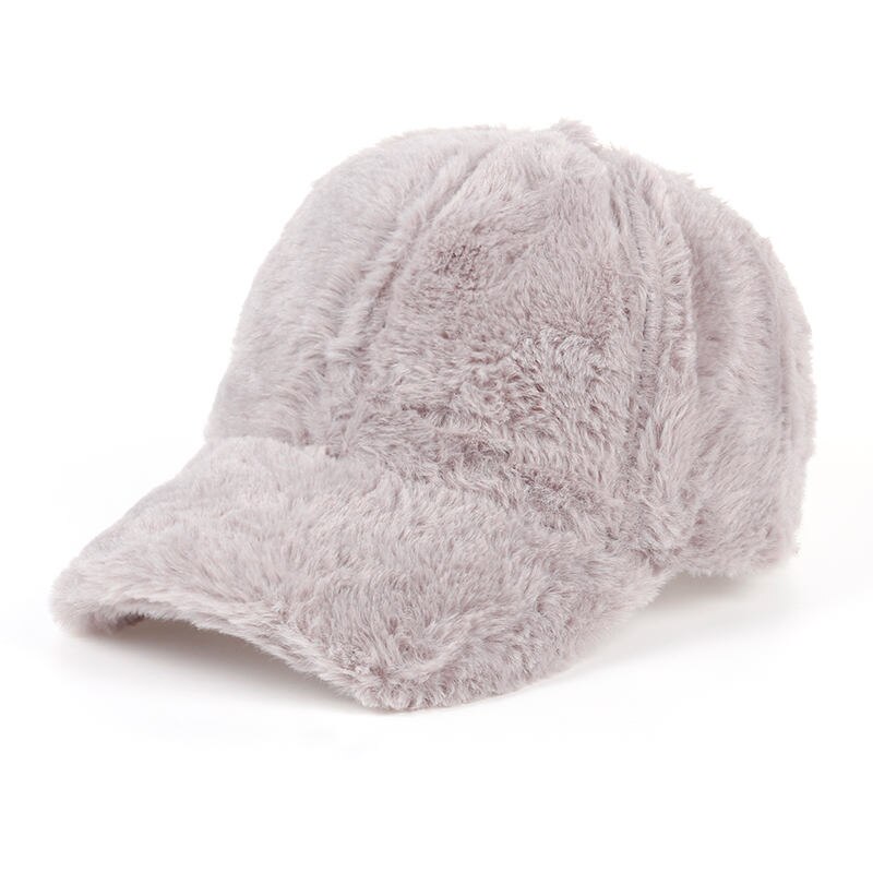 Winter pompom pink suede baseball cap Women autumn casual streetwear gray pink hat cap female hat cap: Gray