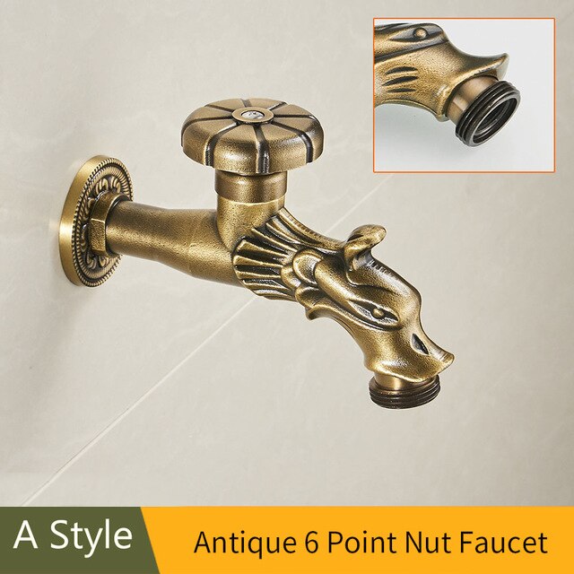 Bidcock Wasserhahn Antike Bronze- Schlecht Mopp Wasserhahn Drache Geschnitzt klopfen Waschmaschine Wasserhahn Außen Wasserhahn Für Garten 1703: Antiquität A