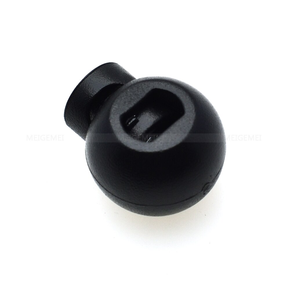 50 stks Cord Lock Ball Ronde Toggle Stopper Plastic Toggle Clip Zwart Maat: 17mm * 14.5mm * 12mm
