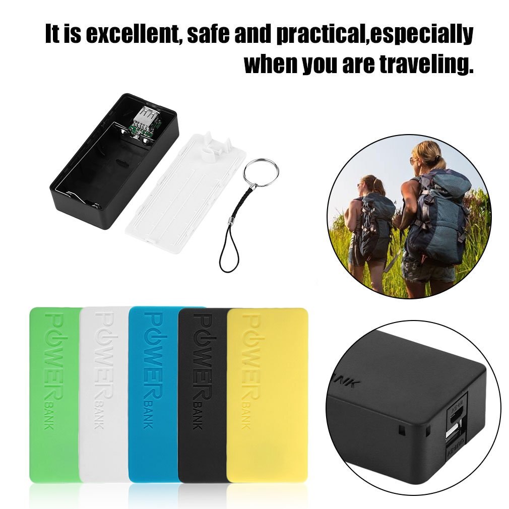 Caja de almacenamiento de batería externa portátil, caja de Banco de energía para teléfonos móviles, 6 colores, 5600mAh, 5V, USB, bricolaje