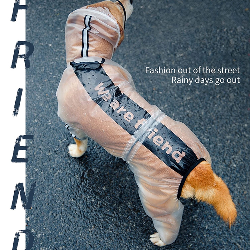 Rain Jacket Poncho with Reflective Strip Pet Waterproof Clothes Hooded Rain Jacket Keep Dogs Happy in the Cold