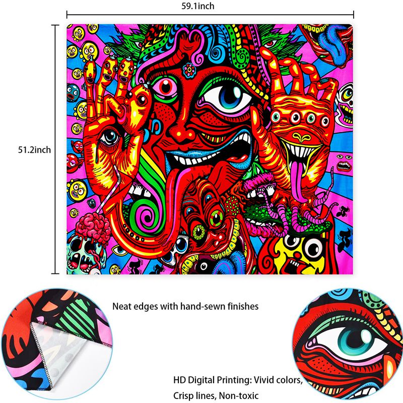 Psykedelisk arabesk gobeläng mystisk hippie gobeläng abstrakt mönster trippy gobeläng fantasi magisk fraktal gobeläng