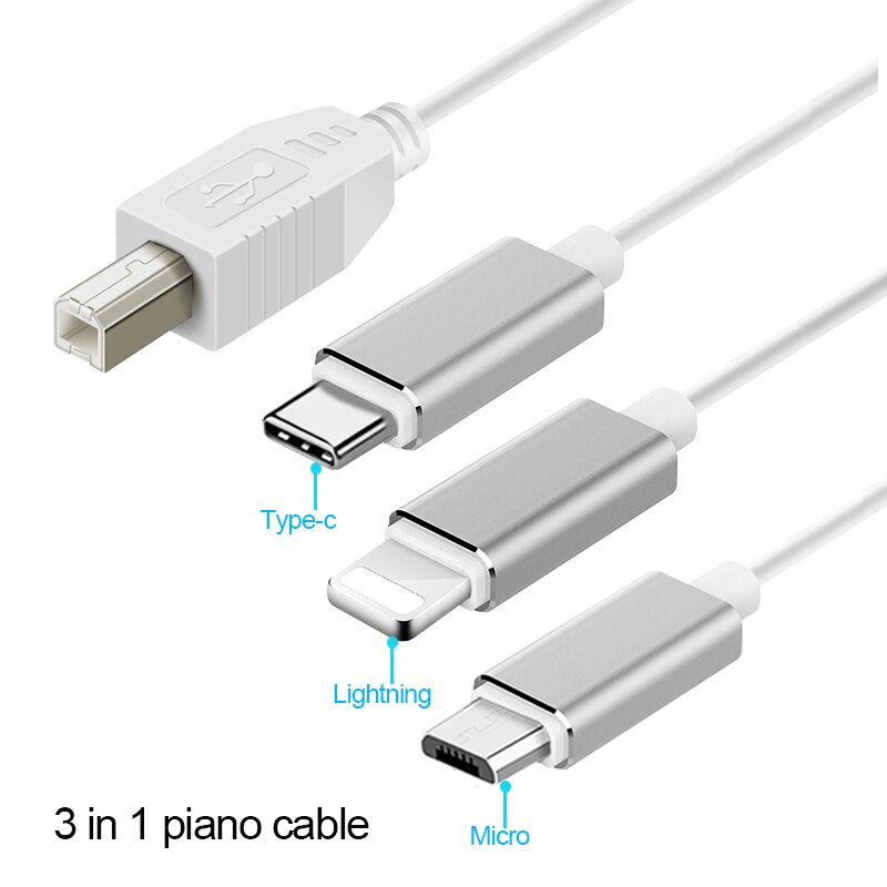 3 in 1 OTG piano Cable for IPhone To MIDI USB Instrument Keyboard Adapter mobile phone Electric Piano Connector Drum USB CABLE: 3 in 1