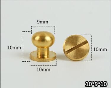 10 STUKS Ronde Kop Massief Messing Schroef Klinknagel Knop Lederen Tas Riem Stud Nail Knop Voor Naaien Handgemaakte DIY Accessoires materiaal: 10x9x10mm