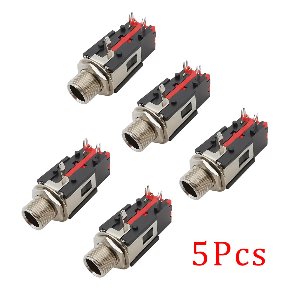 6.35mm Stereo Female Jack Audio Connector Right Angle 3 Pin 6.35mm 1/4" Jack Audio Headphone Nut Panel Mount Socket Connector: Lavender