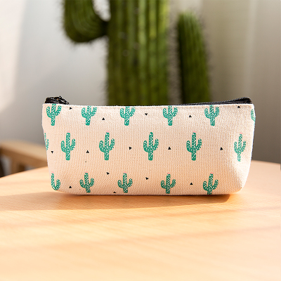 1PC Cute Many Styles Cactus Canvas Pencil Cases Student Stationery Pen Bag School Office Pencil Bags Lovelty Pencil Pouch: 8