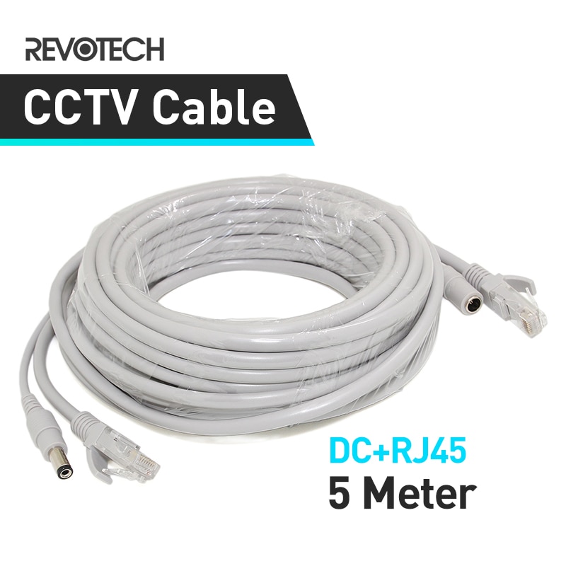 Cable Ethernet de 5M, Cable CCTV de alimentación DC + RJ45, red Lan para cámara IP de sistema NVR