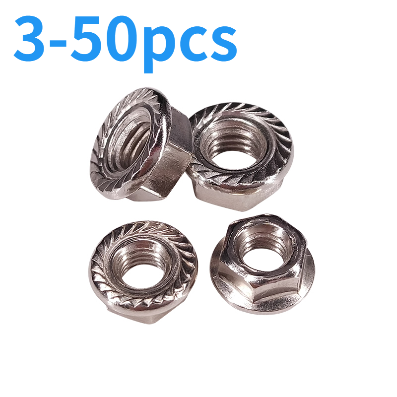 M2 M 2,5 M3 M4 M5 M6 M8 Nickel Überzogene Hexagon Flansch Mutter Pinking Slip Locking Lock Mutter Gezackten Flansch lock Muttern