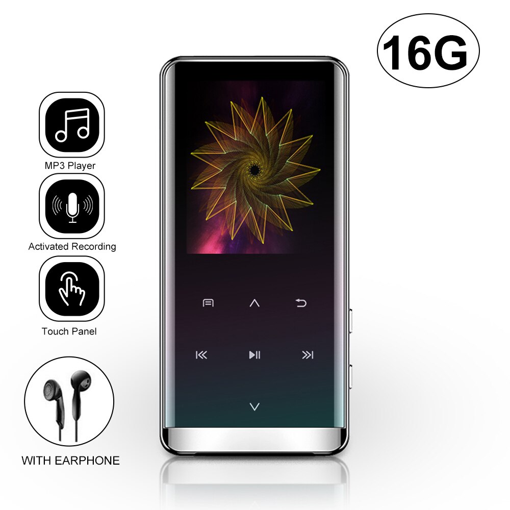 Tragbarer digitaler musikplayer für mp3 spieler mit touch-tasten, fm-radio, bluetooth-funktion und 3.5mm kopfhörern  mp3
