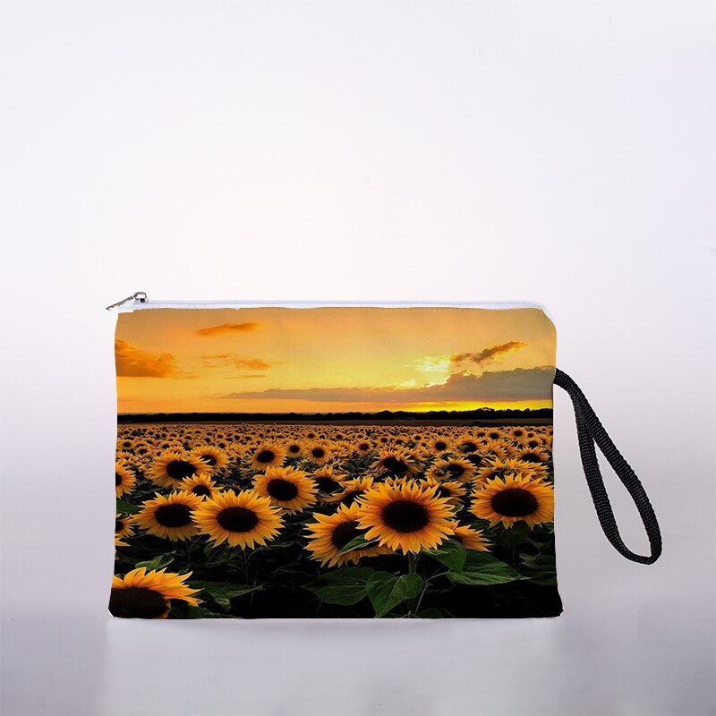 Kosmetyczka z nadrukiem słonecznika torba podróżna na zewnątrz dziewczyna kosmetyki dla kobiet torba kosmetyczka worek robić przechowywania panie pudełko na kosmetyki: 1